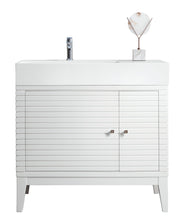 Load image into Gallery viewer, Linear 36&quot; Single Vanity, Glossy White w/ Glossy White Composite Top