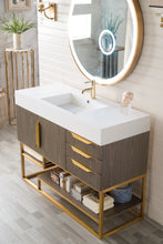 Load image into Gallery viewer, Columbia 48&quot; Single Vanity, Ash Gray, Radiant Gold w/ Glossy White Composite Top