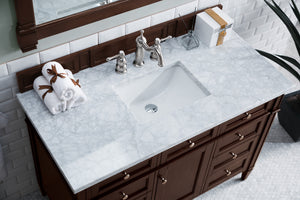 Bathroom Vanities Outlet Atlanta Renovate for LessBrittany 48" Burnished Mahogany Single Vanity w/ 3 CM Carrara Marble Top
