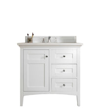 Load image into Gallery viewer, Palisades 36&quot; Single Vanity, Bright White w/ 3 CM Arctic Fall Solid Surface Top