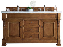 Load image into Gallery viewer, Brookfield 60&quot; Double Vanity, Country Oak w/ 3 CM Carrara Marble Top