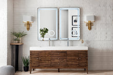 Load image into Gallery viewer, Linear 72&quot; Double Vanity, Mid Century Walnut w/ Glossy White Composite Top