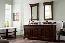 Load image into Gallery viewer, Brookfield 72&quot; Double Vanity, Burnished Mahogany w/ 3 CM Carrara Marble Top