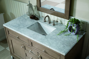 Bathroom Vanities Outlet Atlanta Renovate for LessChicago 48" Single Vanity, Whitewashed Walnut  w/ 3 CM Carrara Marble Top