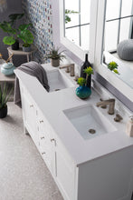 Load image into Gallery viewer, Palisades 60&quot; Double Vanity, Bright White, w/ 3 CM Classic White Quartz Top