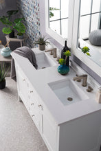 Load image into Gallery viewer, Palisades 60&quot; Double Vanity, Bright White, w/ 3 CM White Zeus Quartz Top