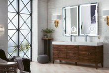 Load image into Gallery viewer, Linear 72&quot; Double Vanity, Mid Century Walnut w/ Glossy White Composite Top