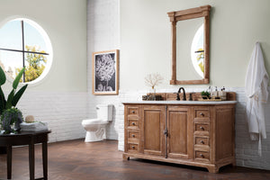 Providence 60" Driftwood Single Vanity w/ 3 CM Arctic Fall Solid Surface Top