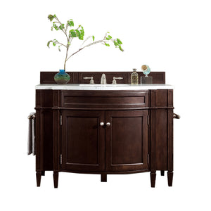 Brittany 46" Single Vanity, Burnished Mahogany w/ 3 CM Arctic Fall Solid Surface Top