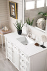 Bristol 48" Single Vanity, Bright White, w/ 3 CM White Zeus Quartz Top