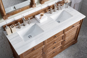 Savannah 60" Driftwood Double Vanity w/ 3 CM Arctic Fall Solid Surface Top