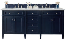 Load image into Gallery viewer, Brittany 72&quot; Victory Blue Double Vanity w/ 3 CM Classic White Quartz Top