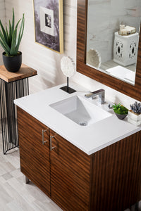 Metropolitan 36" Single Vanity, American Walnut, w/ 3 CM White Zeus Quartz Top