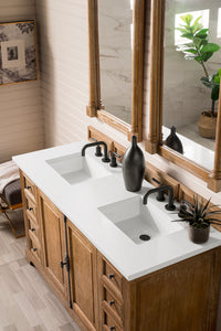 Providence 60" Double Vanity Cabinet, Driftwood, w/ 3 CM White Zeus Quartz Top