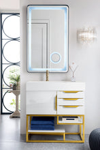 Load image into Gallery viewer, Columbia 36&quot; Single Vanity, Glossy White, Radiant Gold w/ Glossy White Composite Top