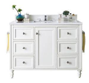 Copper Cove Encore 48" Single Vanity, Bright White w/ 3 CM Eternal Jasmine Pearl Quartz Top