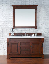 Load image into Gallery viewer, Brookfield 60&quot; Single Vanity, Warm Cherry w/ 3 CM Classic White Quartz Top