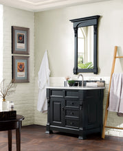 Load image into Gallery viewer, Brookfield 36&quot; Single Vanity, Antique Black w/ 3 CM Arctic Fall Solid Surface Top