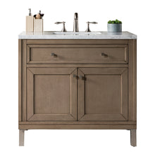 Load image into Gallery viewer, Chicago 36&quot; Single Vanity, Whitewashed Walnut  w/ 3 CM Arctic Fall Solid Surface Top