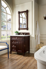 Load image into Gallery viewer, Brittany 30&quot; Single Vanity, Burnished Mahogany w/ 3 CM Carrara Marble Top