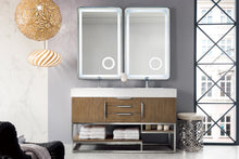 Load image into Gallery viewer, Columbia 59&quot; Double Vanity, Latte Oak w/ Glossy White Composite Top