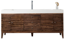 Load image into Gallery viewer, Linear 72&quot; Single Vanity, Mid Century Walnut w/ Glossy White Composite Top