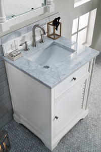 Bathroom Vanities Outlet Atlanta Renovate for LessSavannah 26" Bright White Single Vanity w/ 3 CM Carrara Marble Top