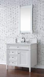 Brittany 36" Bright White Single Vanity w/ 3 CM White Zeus Quartz Top