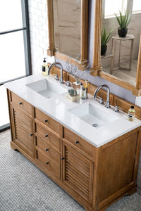 Bathroom Vanities Outlet Atlanta Renovate for LessSavannah 60" Double Vanity Cabinet, Driftwood, w/ 3 CM Classic White Quartz Top