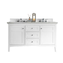 Load image into Gallery viewer, Palisades 60&quot; Double Vanity, Bright White w/ 3 CM Carrara Marble Top