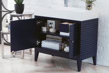 Load image into Gallery viewer, Linear 36&quot; Single Vanity, Victory Blue w/ Glossy White Composite Top