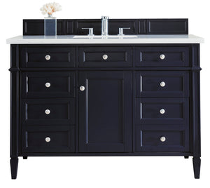 Brittany 48" Victory Blue Single Vanity w/ 3 CM Classic White Quartz Top James Martin