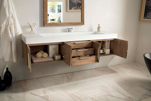 Mercer Island 72" Single Vanity, Latte Oak w/ Glossy White Composite Top