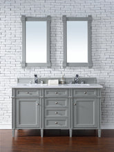 Load image into Gallery viewer, Brittany 60&quot; Urban Gray Double Vanity w/ 3 CM Classic White Quartz Top