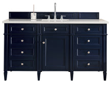 Load image into Gallery viewer, Brittany 60&quot; Victory Blue Single Vanity w/ 3 CM Classic White Quartz Top