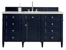 Load image into Gallery viewer, Brittany 60&quot; Victory Blue Single Vanity w/ 3 CM Eternal Jasmine Pearl Quartz Top