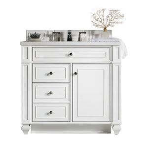 Bristol 36" Single Vanity, Bright White, w/ 3 CM Classic White Quartz Top James Martin