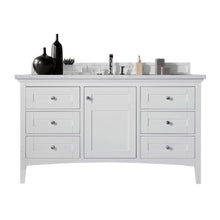 Load image into Gallery viewer, Palisades 60&quot; Single Vanity, Bright White w/ 3 CM Arctic Fall Solid Surface Top