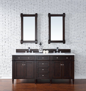 Brittany 72" Burnished Mahogany Double Vanity w/ 3 CM White Zeus Quartz Top