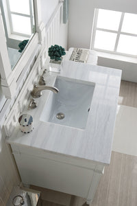 Brittany 30" Single Vanity, Bright White w/ 3 CM Arctic Fall Solid Surface Top