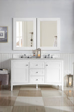 Load image into Gallery viewer, Palisades 60&quot; Double Vanity, Bright White w/ 3 CM Arctic Fall Solid Surface Top