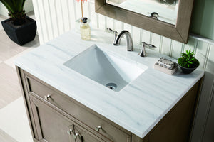 Chicago 36" Single Vanity, Whitewashed Walnut  w/ 3 CM Arctic Fall Solid Surface Top