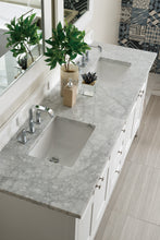 Load image into Gallery viewer, Palisades 72&quot; Double Vanity, Bright White w/ 3 CM Carrara Marble Top