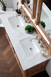 Providence 60" Driftwood Double Vanity w/ 3 CM Carrara Marble Top