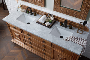 Bathroom Vanities Outlet Atlanta Renovate for LessMykonos 72" Cinnamon Double Vanity w/ 3 CM Carrara Marble Top