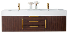 Load image into Gallery viewer, Mercer Island 59&quot; Double Vanity, Coffee Oak, Radiant Gold w/ Glossy White Composite Top