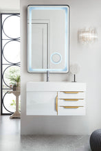 Load image into Gallery viewer, Mercer Island 36&quot; Single Vanity, Glossy White, Radiant Gold w/ Glossy White Composite Top