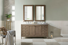 Load image into Gallery viewer, Chicago 60&quot; Double Vanity, Whitewashed Walnut w/ 3 CM Carrara Marble Top