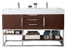 Load image into Gallery viewer, Columbia 59&quot; Double Vanity, Coffee Oak w/ Glossy White Composite Top