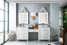 Load image into Gallery viewer, Copper Cove Encore  86&quot; Double Vanity Set, Bright White w/ Makeup Table, 3 CM Arctic Fall Solid Surface Top